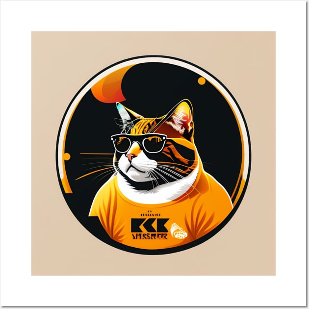 Cute Cat wearing sunglasses for cat lover Wall Art by Fun and Cool Tees